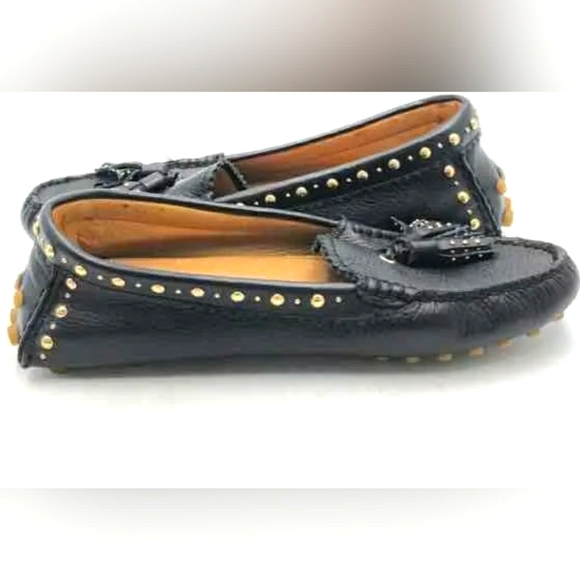 Coach Designer Norfolk Black Moc Toe Tassels Slip-On Loafer Flats Women Size 7B - Picture 1 of 9